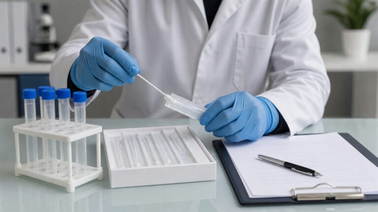 Foto realista sem texto de coleta de DNA e documentos de paternidade