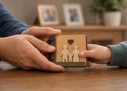 Foto realista sem texto de vínculo afetivo familiar entre adulto e criança